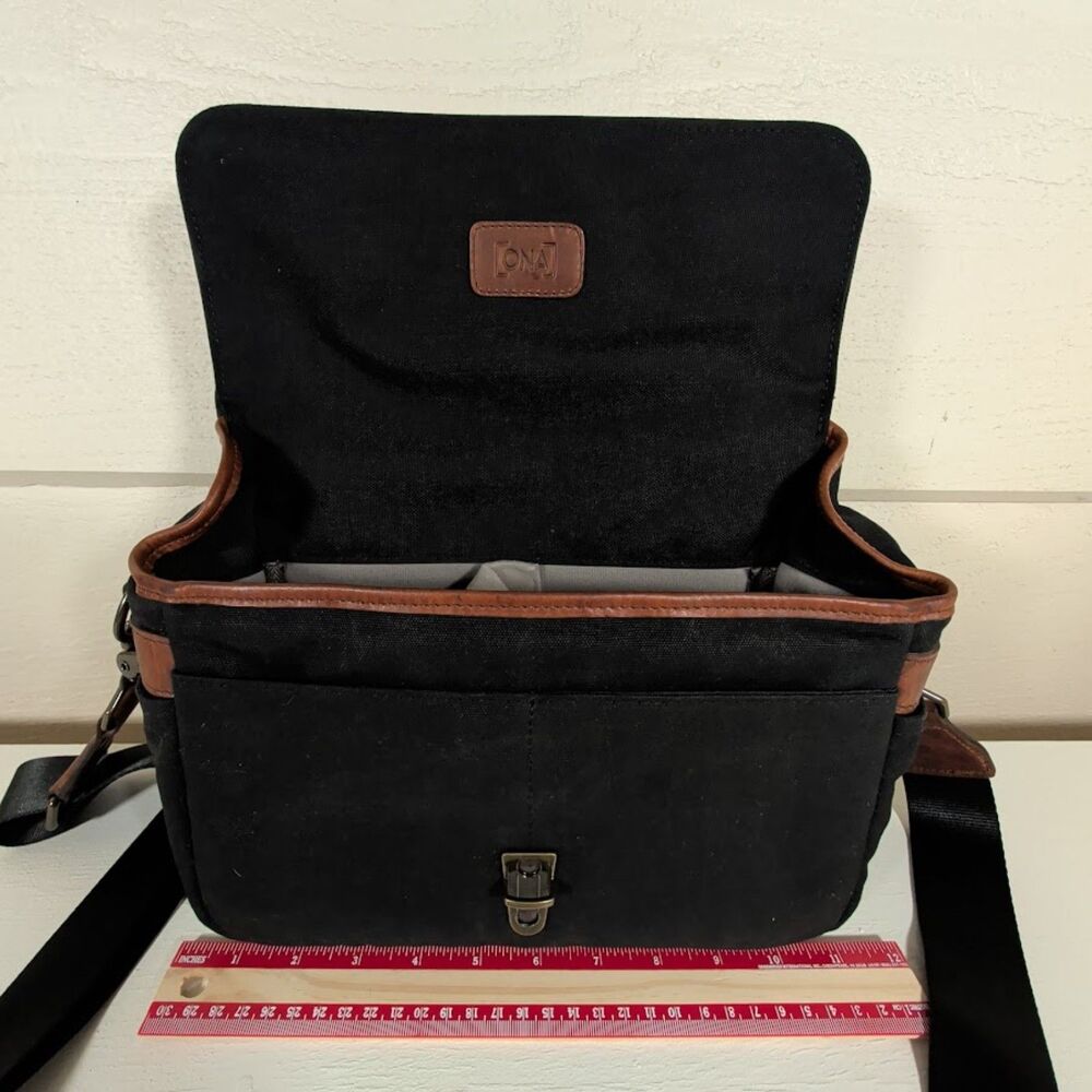 ONA The Bowery Camera Bag - Black Waxed Canvas with Leather Trim